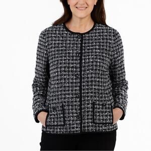 Talbots Tweed Jeweled Button Blazer Jacket Size 16